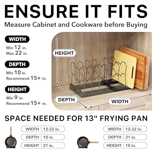 Simple Houseware Expandable Pan Rack 10 Adjustable Compartments, Black - color: Black, size: 10 Compartments