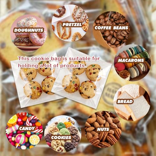 200Pcs 5.5*5.5in Clear Cookie Bags, Self Sealing Cellophane Bags - color: Clear, size: 5.5 x 5.5 inch