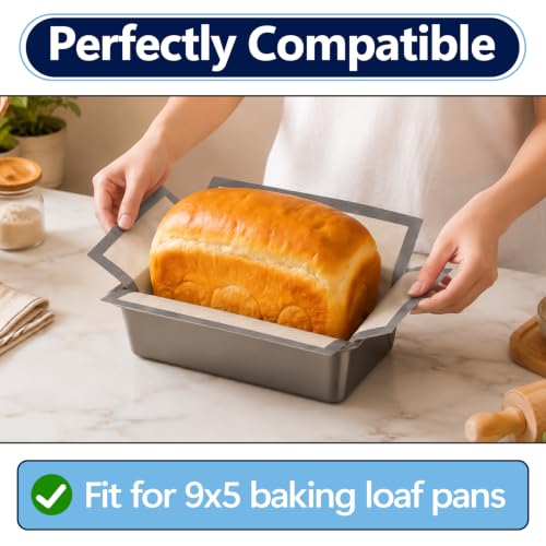 8Pcs 9x5 Inch Silicone Bread Loaf pan Liners, Anti-adhesive and Heat-resistant Silicone Loaf Pan Liner for Baking Sourdough, Cookies and Meats, Easy to Clean