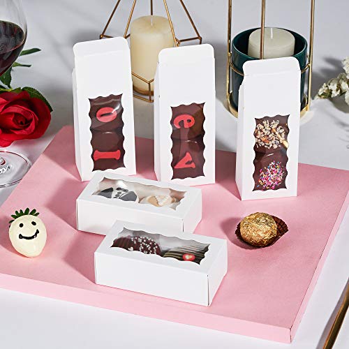 JCXGRVC 24PCS Elegant White Double Favor Boxes with Clear Window