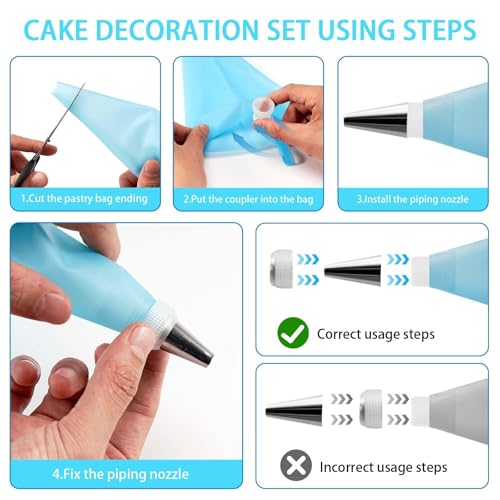 Piping Bags and Tips Set, Reusable Cake Decorating Kit