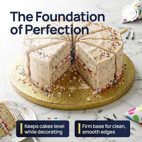 O'Creme Round Cake Drum Board Gold Foil 20 Inch 1/2" Thick 5-Pack - color: Gold, size: 20"