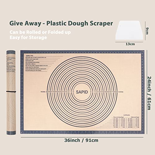 Sapid Thick Silicone Pastry Mat Baking Dough Rolling Extra Large 24" x 36" - color: Gray, size: 36"L x 24"W
