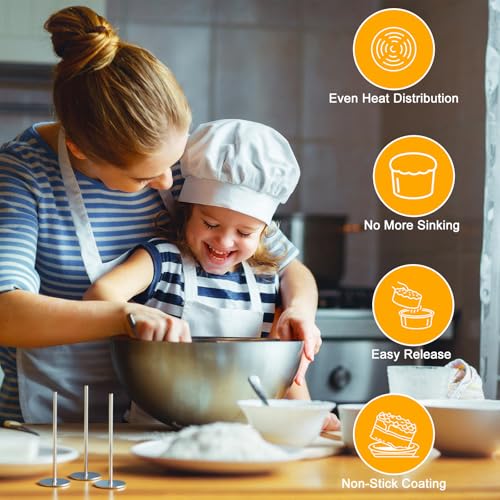 Newtay 8 Pcs 4 Inch Baking Rods for Cake Stainless Steel Cake Heating Cores - size: 4 Inches