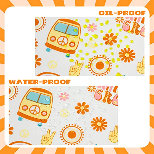 100 Pcs Hippie Wax Paper Sheets for Food with Flower Pattern - color: Hippie