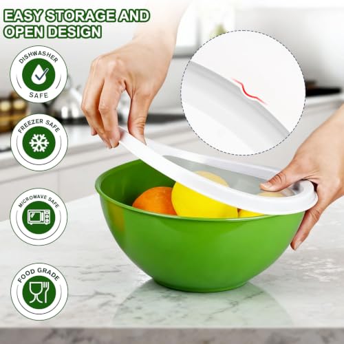 Greentainer Plastic Mixing Bowls with Lids Set for Kitchen, 6 Set Nesting Bowls for Mixing, Baking, Prepping, Cooking and Serving Food, Mixing Bowls Dishwasher, Microwave Safe - color: Red