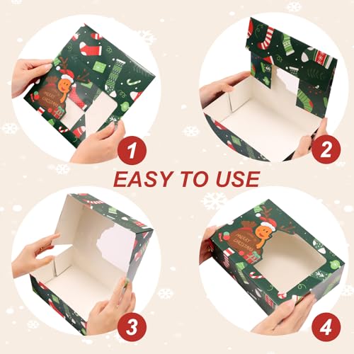 Christmas Cookie Boxes with Window,24 Pack, 8.25x6x2.75 In - color: Christmas(Red,green)