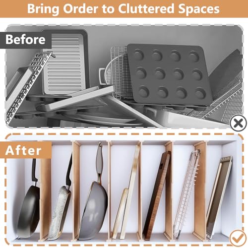 Celestite Wooden Baking Sheet Organizer for Cabinet, Baking Tray Organizer, Cookie Sheet Organizer for Cabinet Kitchen Storage Organization Accessories - color: Wood