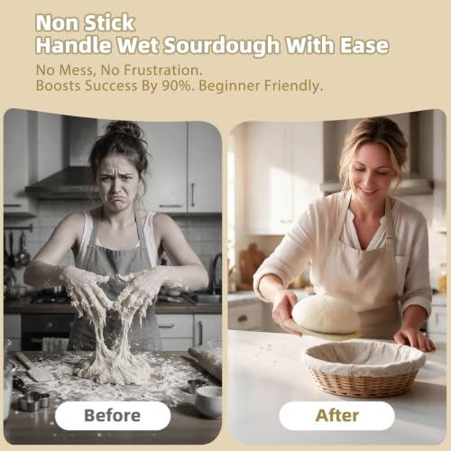 Flexible Bowl Scraper with Metal Core: Silicone Dough Scraper Bread Baking - color: Beige