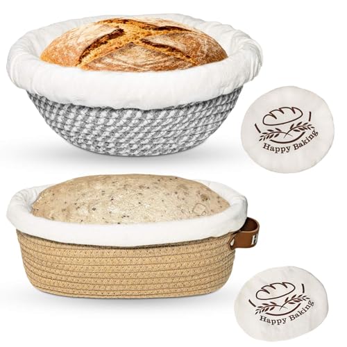 Banneton Bread Proofing Basket Sourdough Basket Cotton Rope Bread Baskets - color: A1-Grey/Brown