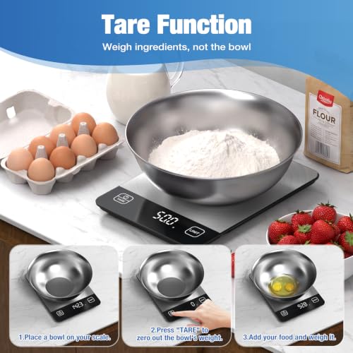 Diyife 33lb Rechargeable Digital Kitchen Scale for Cooking, 9 x 6.3inch