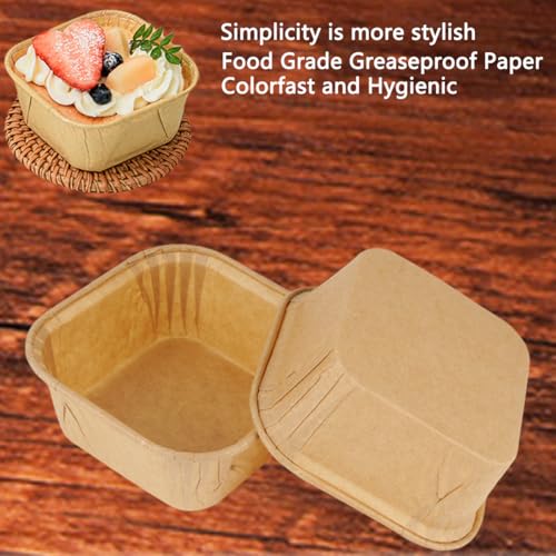50 Pcs Square Cupcake Liners, Disposable Paper Loaf Pans for Baking - color: square-50