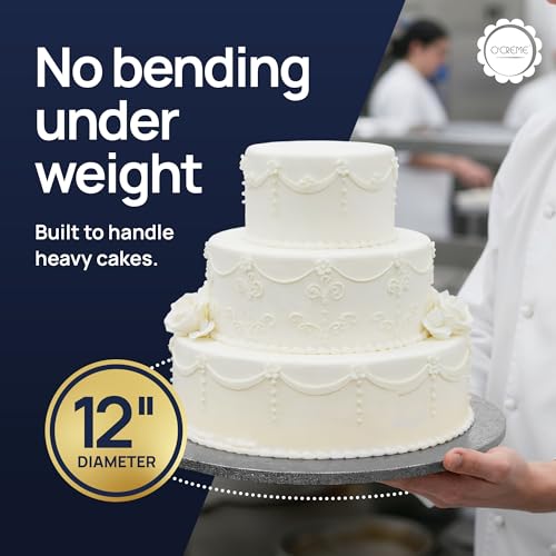 O'CREME Silver Wraparound Cake Pastry Round Drum Board 1/4 Inch Thick, 12 Inch Diameter - Pack of 10 - color: Silver, size: 12"