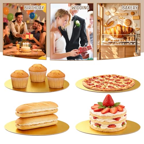 8 Pack 10 Inch Round Cake Boards,Gold Cardboard Cake Rounds - color: Gold, size: 10Inch, style: Classic Round