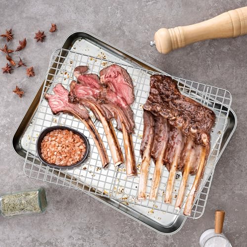 Homikit Baking Sheet with Wire Rack Set (1 Pan+1 Cooling Rack), 16" x 12" - size: 16*12 Inch