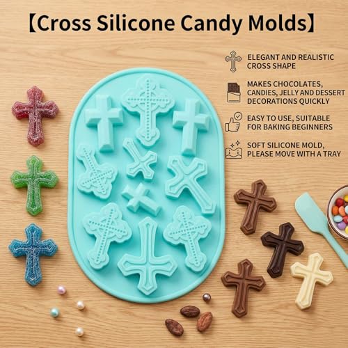 10 Cavity Cross Silicone Candy Molds Set Of 2