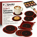 Silicone Coasters for Drinks, 2-in-1 Silicone Coaster & Baking Mat Set, 16-Pack Mini Macaron Baking Mats with Tray, Non-Slip, Heat Resistant to 500°F, Dishwasher Safe