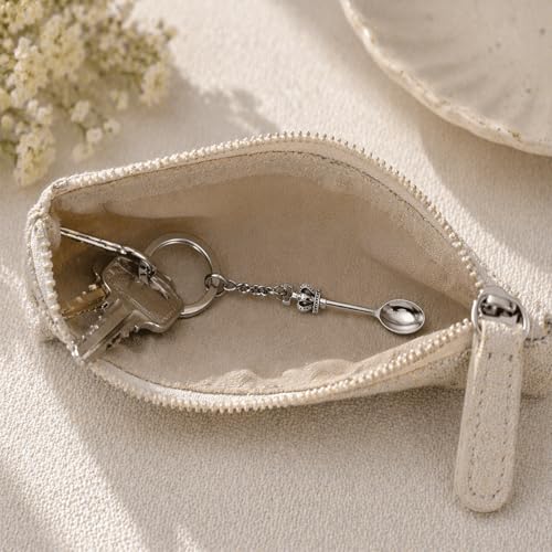 Mini Spoon Keychain - 4 Pack Metal Small Measuring Spoons(4 Color)