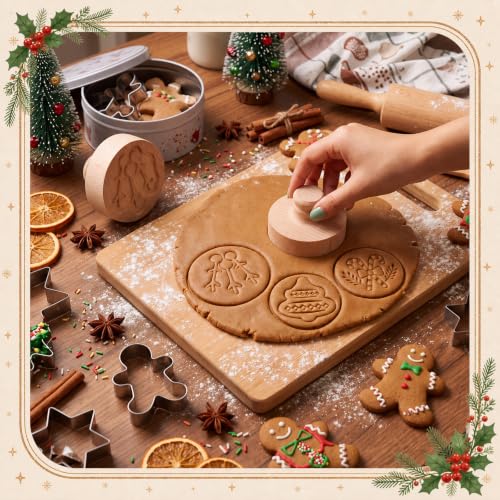 3 Set Christmas Cookie Stamps, 2.5" Springerle Molds for Baking - style: Christmas