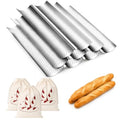 6 Pcs Nonstick French Bread Loaf Pan Linen Bags Set