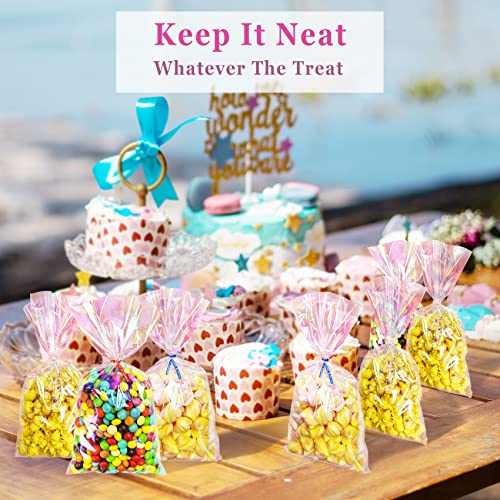 Yotelab Iridescent Holographic Cellophane Treat Bags, 6x12 in, 100Pcs - size: 6x12 Inch (Pack of 100)