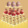 Square Cupcake Stand with Yellow Lights, 3 Tier Dessert Display Stands - color: Yellow Light, size: 3 Tier Square