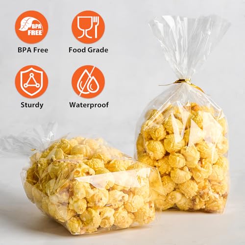 Ohuimrt Clear Cellophane Treat Bags, 6 x 9 x 2.4 Inch, 100 Pack - color: Clear - 6 x 9 x 2.4 inch