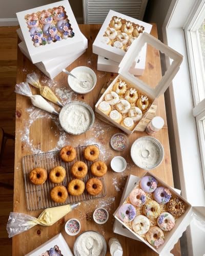 Bakepacker Auto-pop Up Pie Boxes with Window 8x8x2.5 inches 240pcs White - color: White, 240 Pcs, size: 240Pcs / 8"x 8"x 2.5"