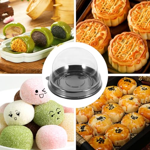 50pcs Mini Cupcake Container Cake Boxes with Dome Lid Xmas - color: Black