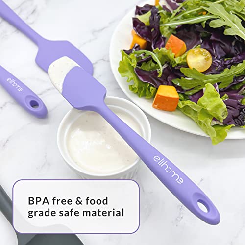 Elihome Chef Series 3 Piece Silicone Spatula Set - 600°F Heat Resistant Non Stick Rubber Kitchen Scraper Spatulas for Cooking, Baking, and Mixing – BPA Free and LFGB Certified Silicone, Purple Color - color: Purple