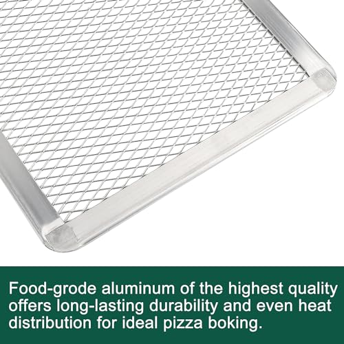 Pizza Screen 8 x 12 Inch 2 Pack Rectangular Aluminum Pizza Pan Restaurant-Grade Flatbread Screen Pizza Crisper Pan,Oven-Safe - size: 8×12 inch Pizza Screen
