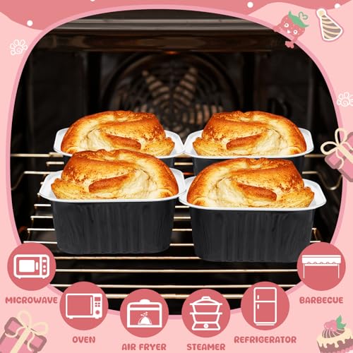Skylety 100 Pcs 5oz Mini Square Cake Pans with Lids, Black - color: Black