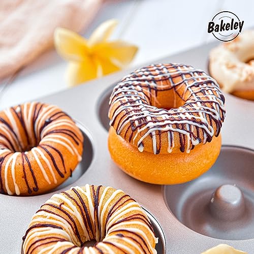 Donut Pan, 12-Cavity Non-Stick Dount Mold Cake Pan Pattern Doughnut Bakeware for Oven Baking (Champagne Gold) - size: 12 Cavity Round