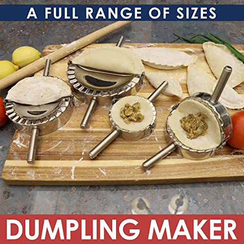 KAYCROWN 4.75 Inch Empanada Press, Stainless Steel Dumpling Maker Dough Cutter Dumpling Mold for Empanada, Dumpling, Ravioli, Pierogi, Turnovers, Calzone (L: 4.75 inch) - size: Large 4.5 inches