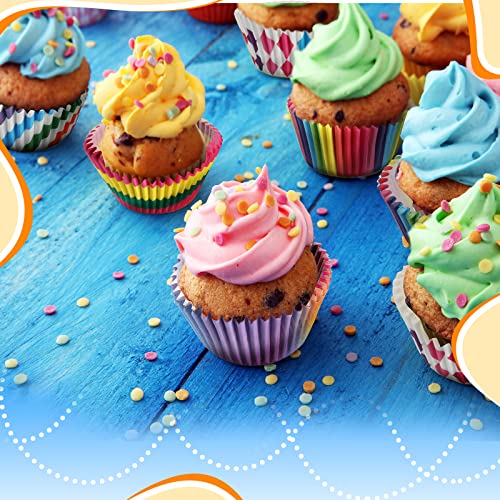 Chengu 600 Pieces Rainbow Paper Cupcake Liners for Baking