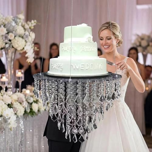 Cake Stands Faux Acrylic Crystal Chandelier Style Drape Suspended Cake Swing for Wedding Event Party Decoration (D17.7 inch, Acrylic) - color: Acrylic, size: D17.7 inch