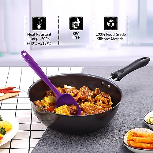 HOTEC BPA-Free Silicone Rubber Spatula Set, Purple, Set of 5 - color: Purple