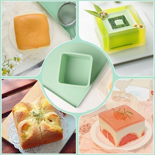 QELEG Square Pullman Loaf Pan with Lid, 2 Pack - color: 2Pcs/Green-square