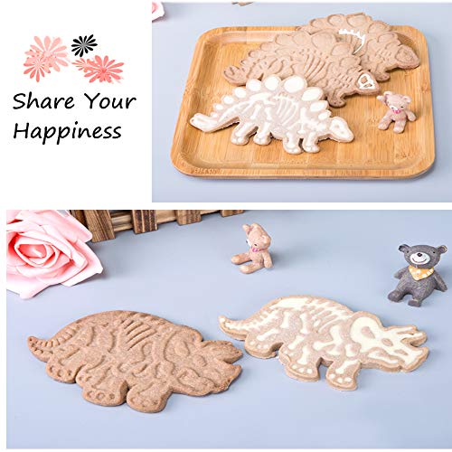 Jurassic Dinosaur Cookie Cutters and Skeleton Stampers T-Rex Stegosaurus Triceratops Fossil Cookie Cutters Set (Pack of 6)