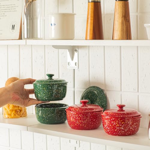 10 oz Ceramic Mini Cocotte Set of 4 for Oven (Xmas Duo) - color: Xmas Duo