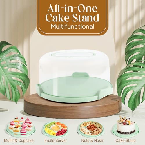 Cake Carrier with Lid and Handle - Cake Containers, BPA-Free，Perfect Gifts - color: Green