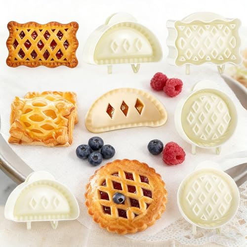 3Pcs Mini Hand Pie Molds - Dough Presser Pocket Pie Molds for Baking - One Press Pie Maker Set for Thanksgiving Christmas Party Potluck with Dumplings and Cookies Shapes - color: White