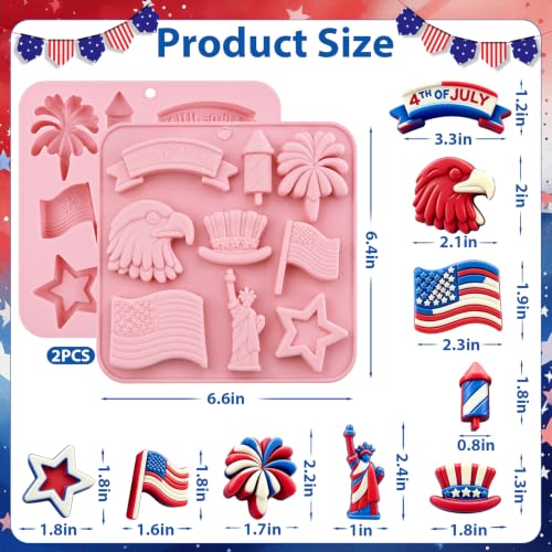 4th of July Silicone Molds 2 Pack Independence Day Chocolate Molds Patriotic Silicone Candy Mold Tray Statue of Liberty American Flag Eagle Stars Cake Decorating Jelly Ice Cubes Soap Baking - color: 4th of July Silicone Molds
