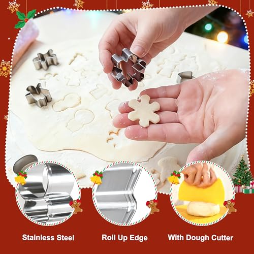 22Pcs Christmas Mini Cookie Cutters Set with Dough Scraper