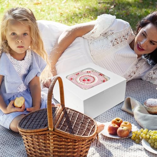 Moretoes 15 Sets Cake Boxes, 10"x10"x5" Bakery Boxes with Cake Boards - size: 15pcs-10*10*5in
