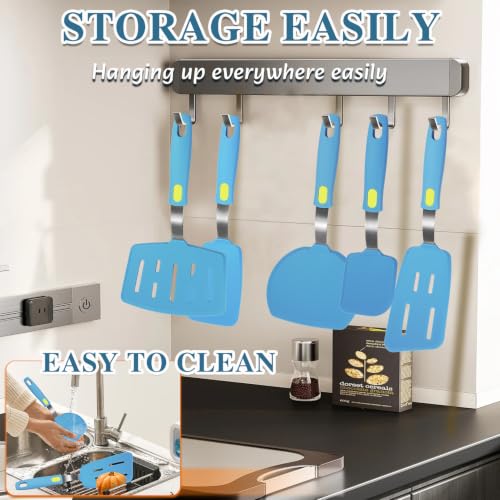 5-Pack Silicone Spatula Set Turner Spatulas (Light blue) - color: Light Blue