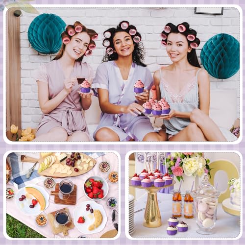 200 Pack Aluminum Cupcake Liners with Lids,Purple,Plain - color: Purple, style: Plain