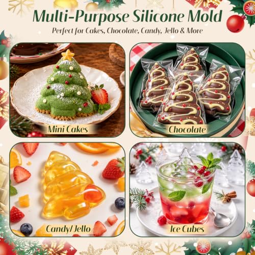 3D Christmas Tree Silicone Mold, 2Pcs Christmas Tree Cake Molds - color: 2Pcs Green