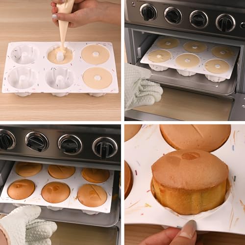 HUAKENER 3 Pcs Mini Fluted Cake Pan, 6-Cavity Fluted Tube Cake Pan - color: Fluted Tube Pan C - 3 Pack