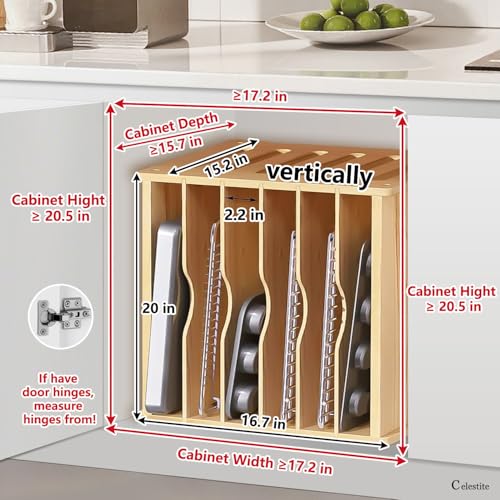 Celestite Wooden Baking Sheet Organizer for Cabinet, Baking Tray Organizer, Cookie Sheet Organizer for Cabinet Kitchen Storage Organization Accessories - color: 7 Tier 20"wx15.2hx16.7d